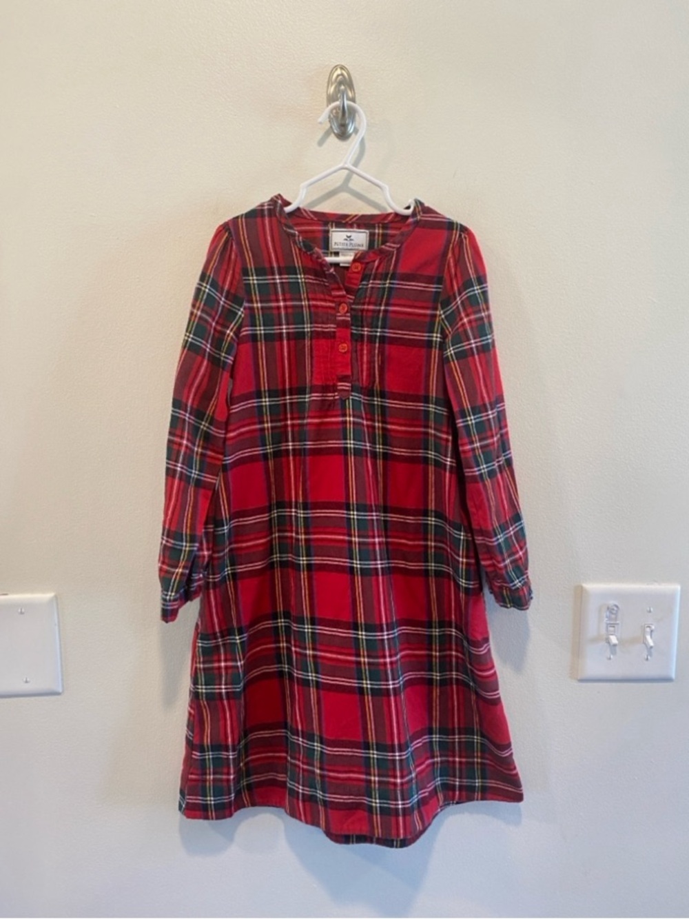 Red Plaid Button-Front Tunic Dress